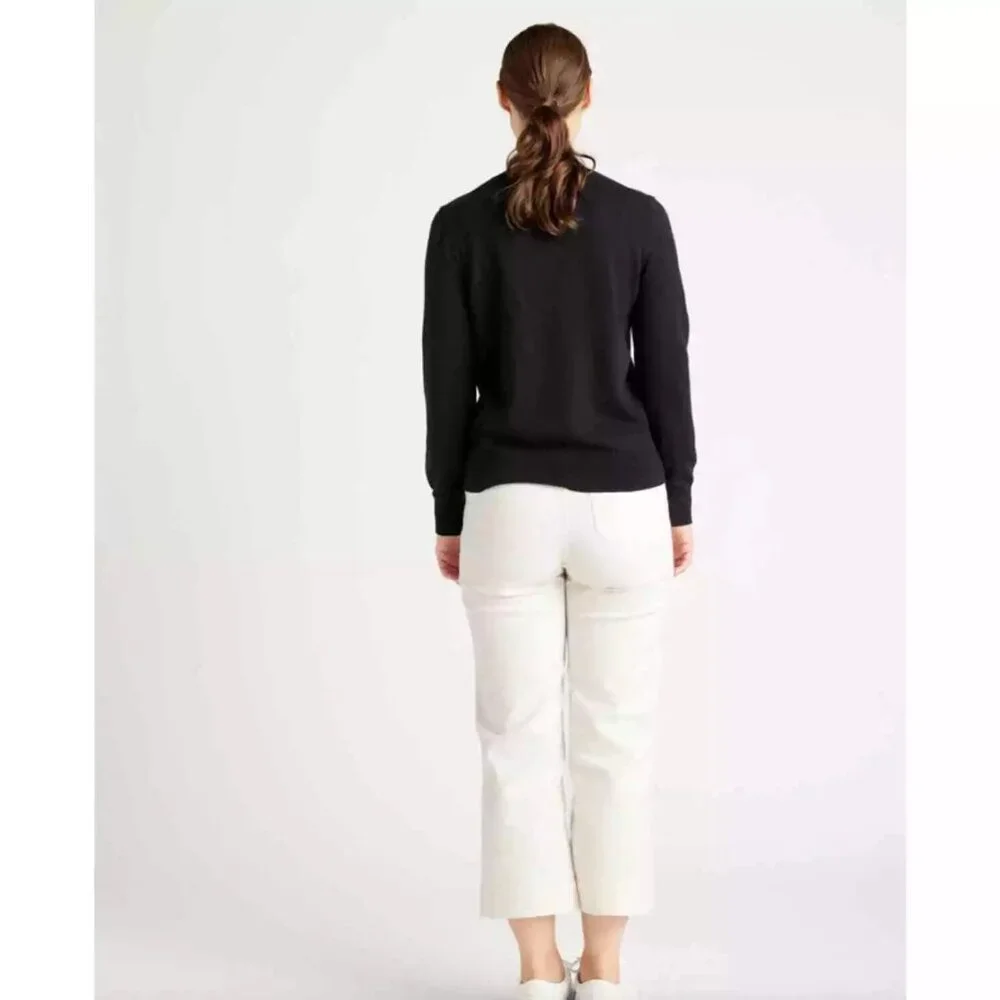 Quince Black Lightweight 100% Merino Wool V-Neck Sweater size Small -Sealed new! - Picture 3 of 8